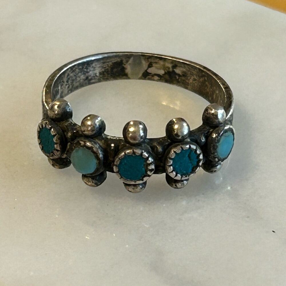 Turquoise Snake Eye Ring Size 5.75-6 Sterling Silver 925 Native American #E110